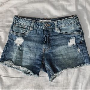 Zara Girls distressed denim shorts